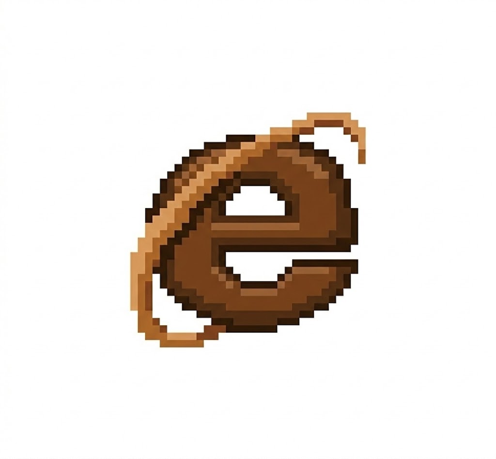Internet Money Shit logo — pixelated chocolate donut styled as the Internet Explorer e